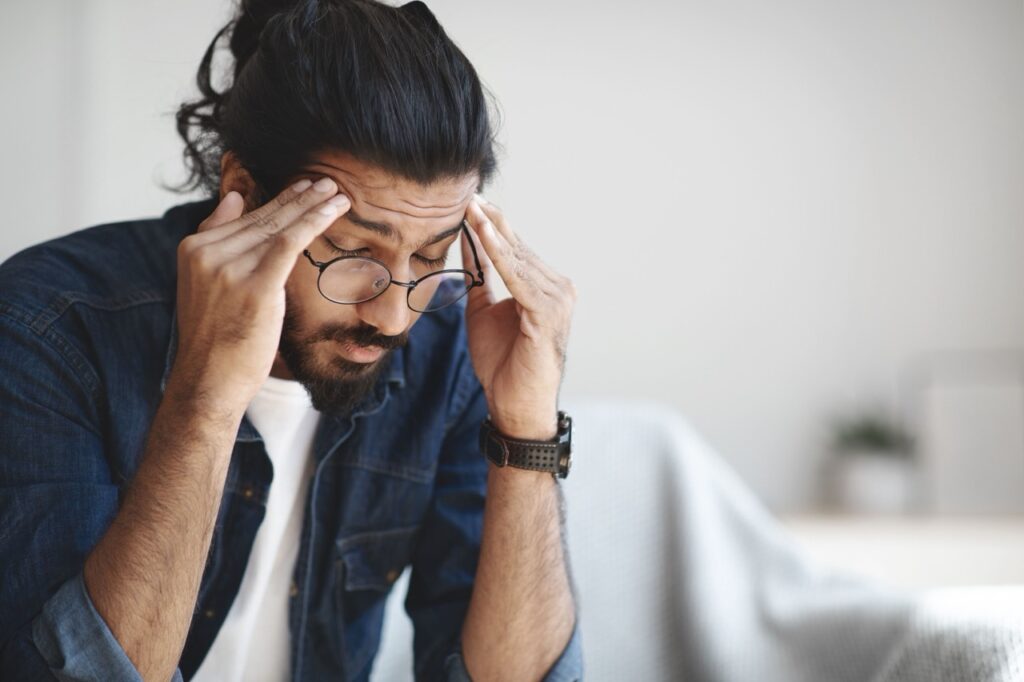 frustrated man with headache