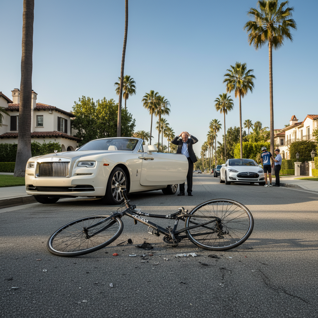 Bicycle Accident scene in Beverly Hills
