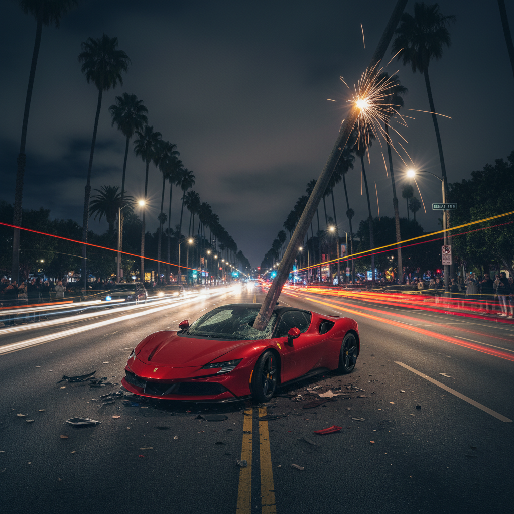 Drunk Driving Accident scene in Beverly Hills