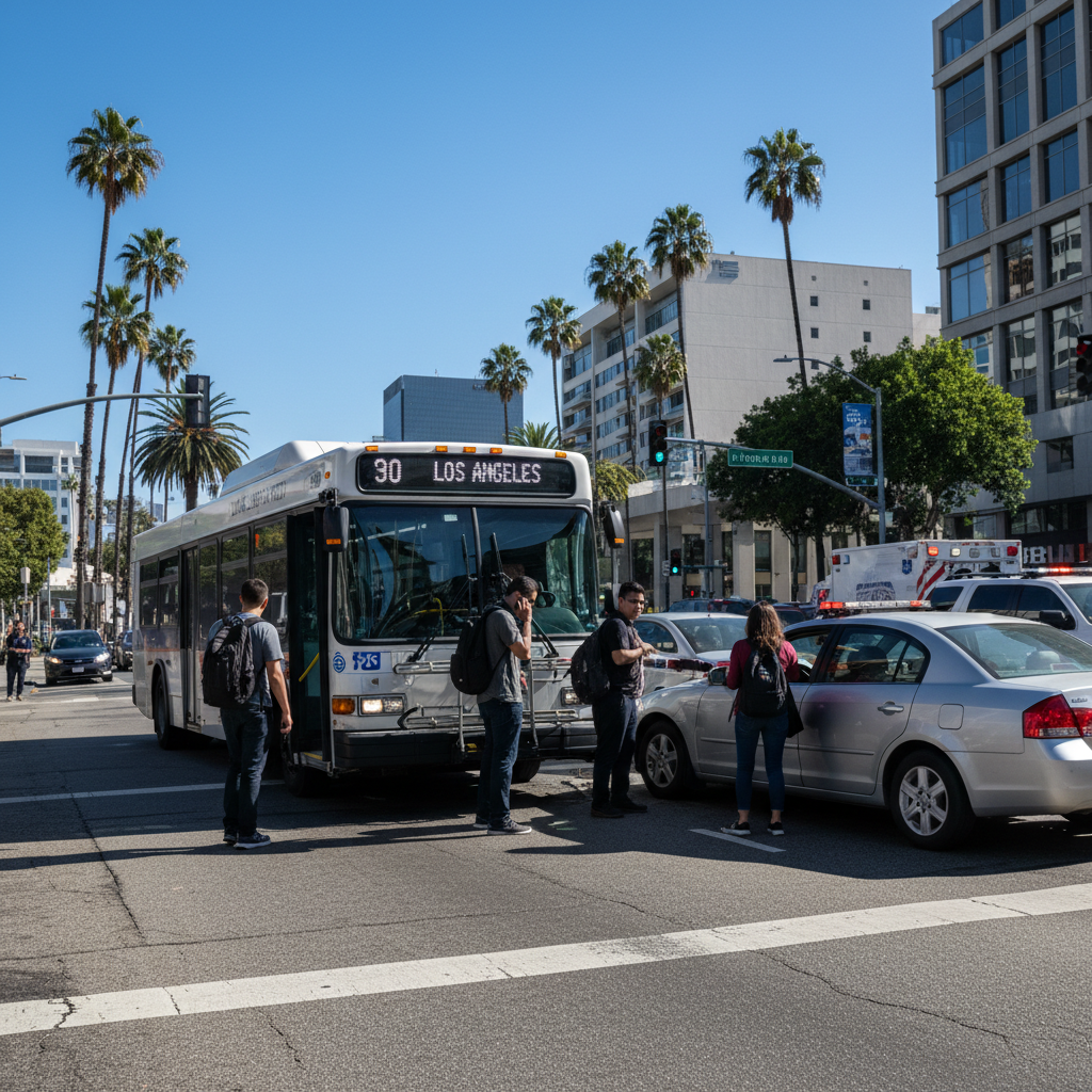 Bus Accident scene in Pasadena