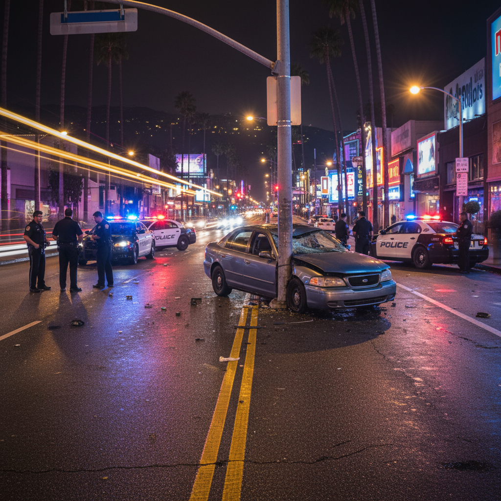 Drunk Driving Accident scene in Los Angeles