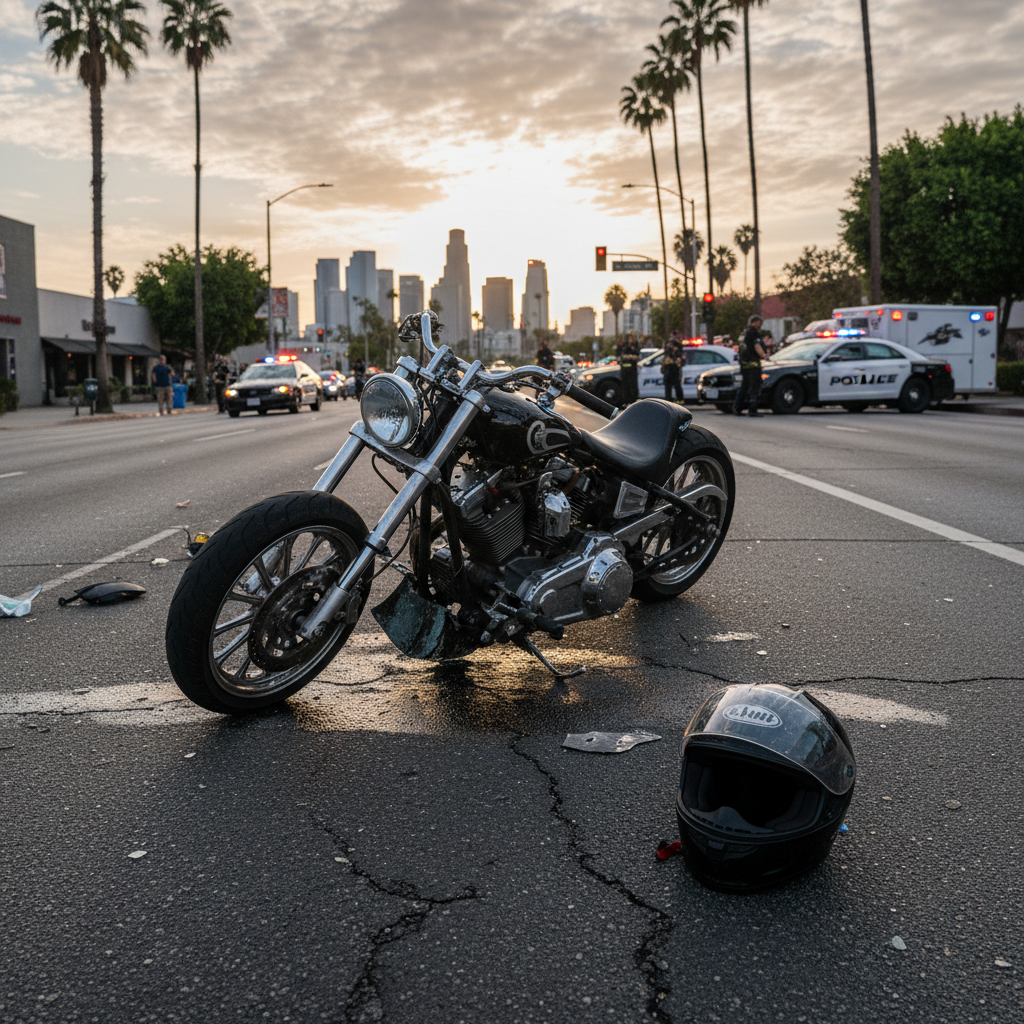 Motorcycle Accident scene in Lancaster