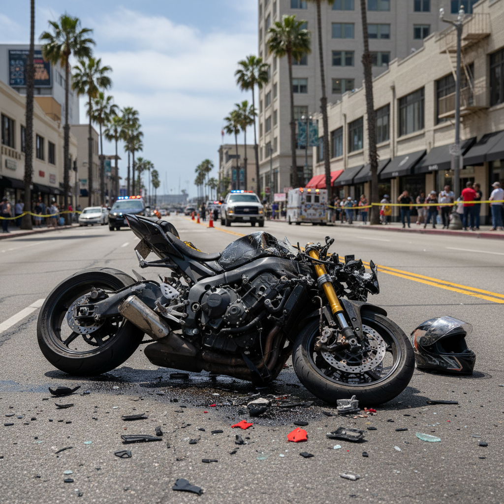 Source: Compass Law Group | Motorcycle crash on urban road | Long Beach, CA