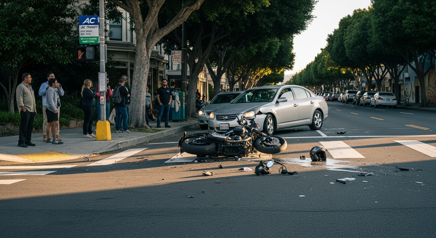 Source: Compass Law Group | Motorcycle crash on urban road | Oakland, CA