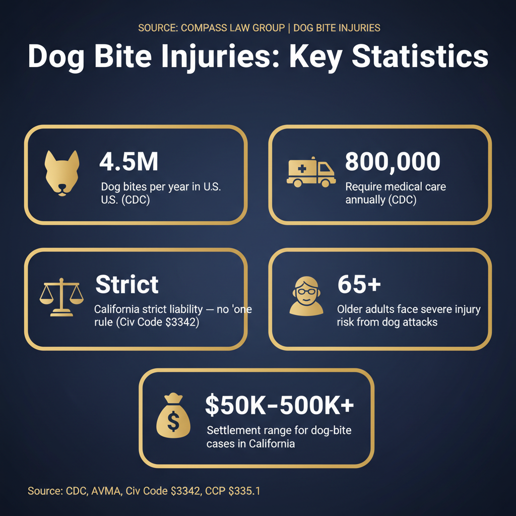 Dog Bite Injuries statistics infographic — Compass Law Group