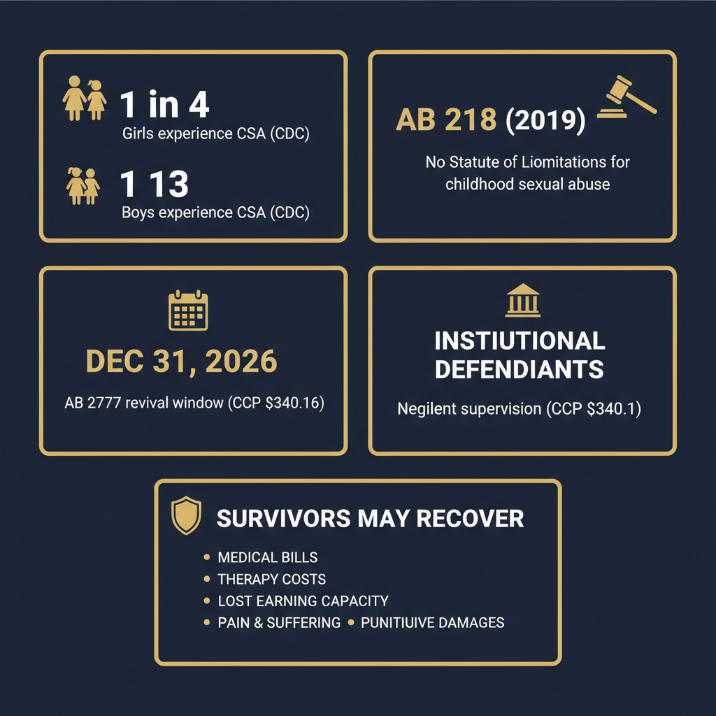 AB 218 Statute of Limitations statistics infographic — Compass Law Group