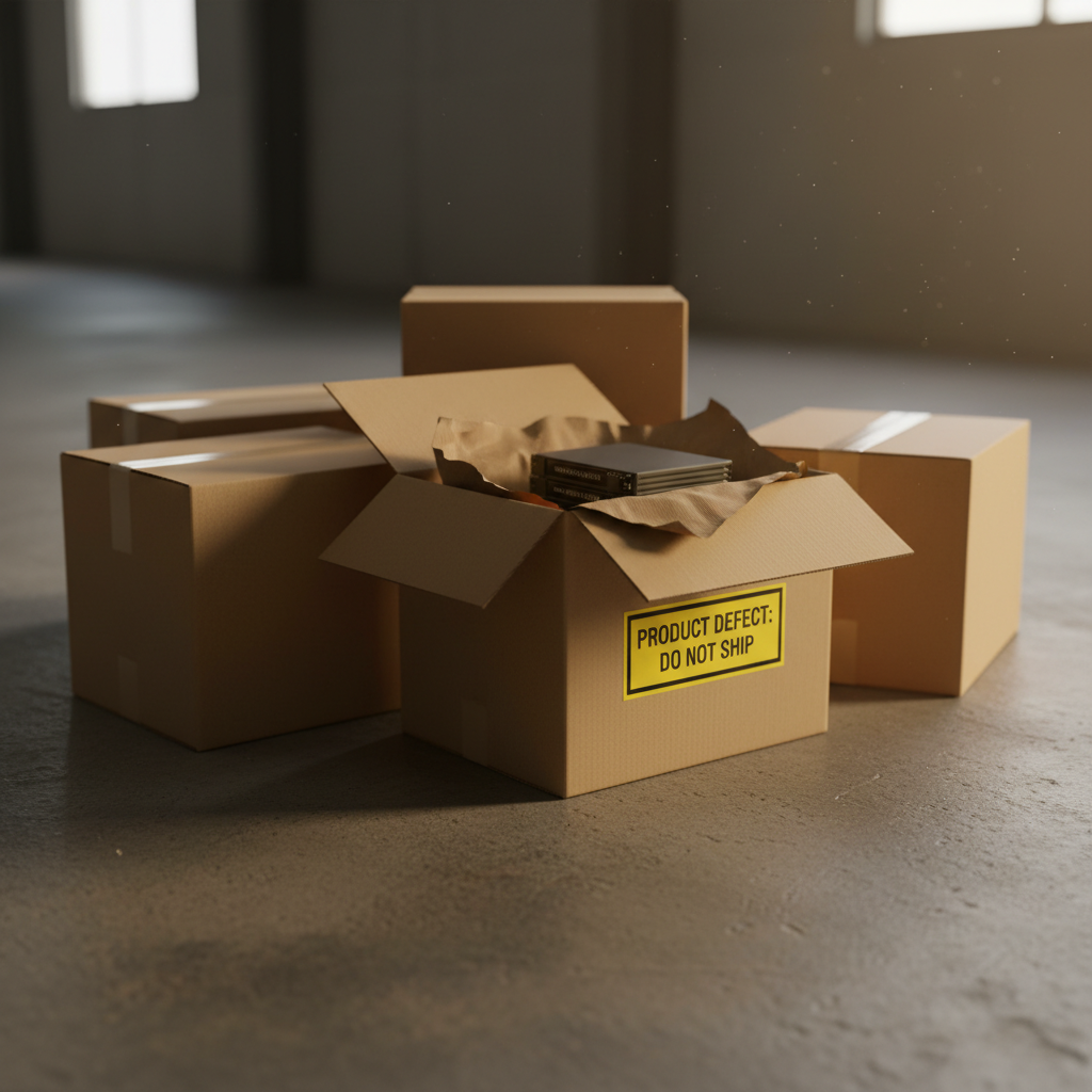 Damaged shipping packages with defective product warning — Amazon third-party seller liability