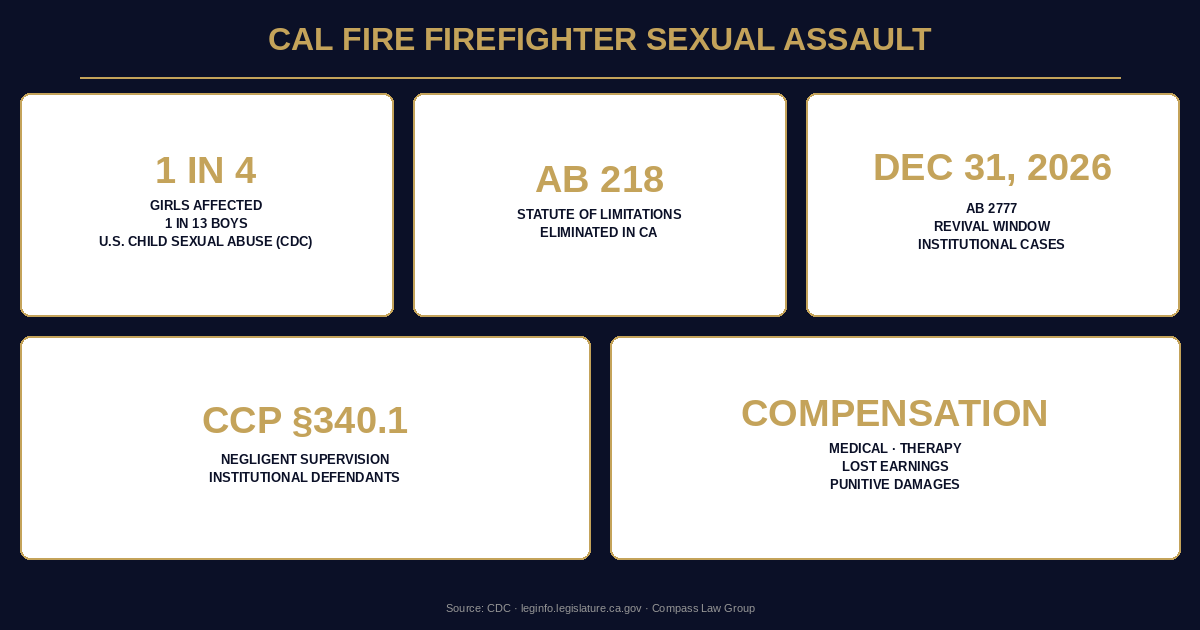 Cal Fire Firefighter Sexual Assault statistics infographic — Compass Law Group