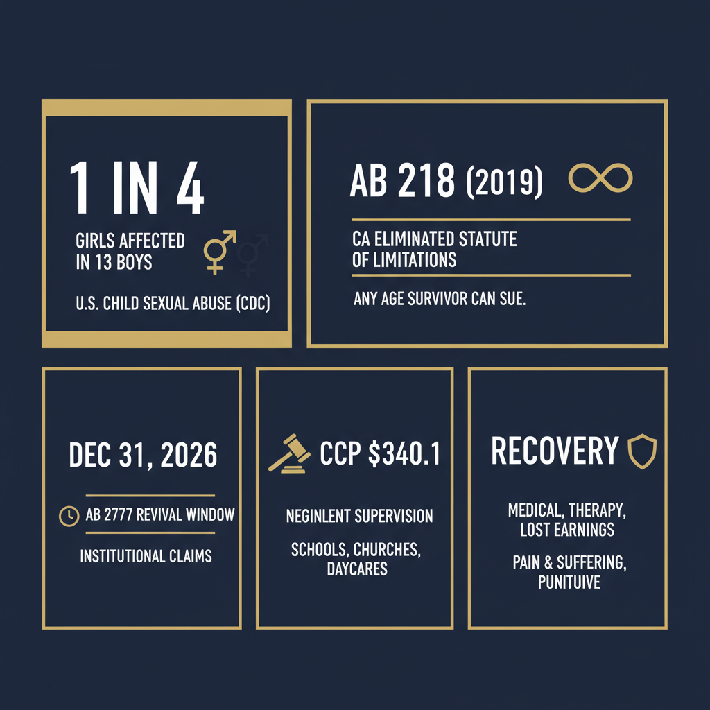 Childhood Sexual Abuse Recovery statistics infographic — Compass Law Group