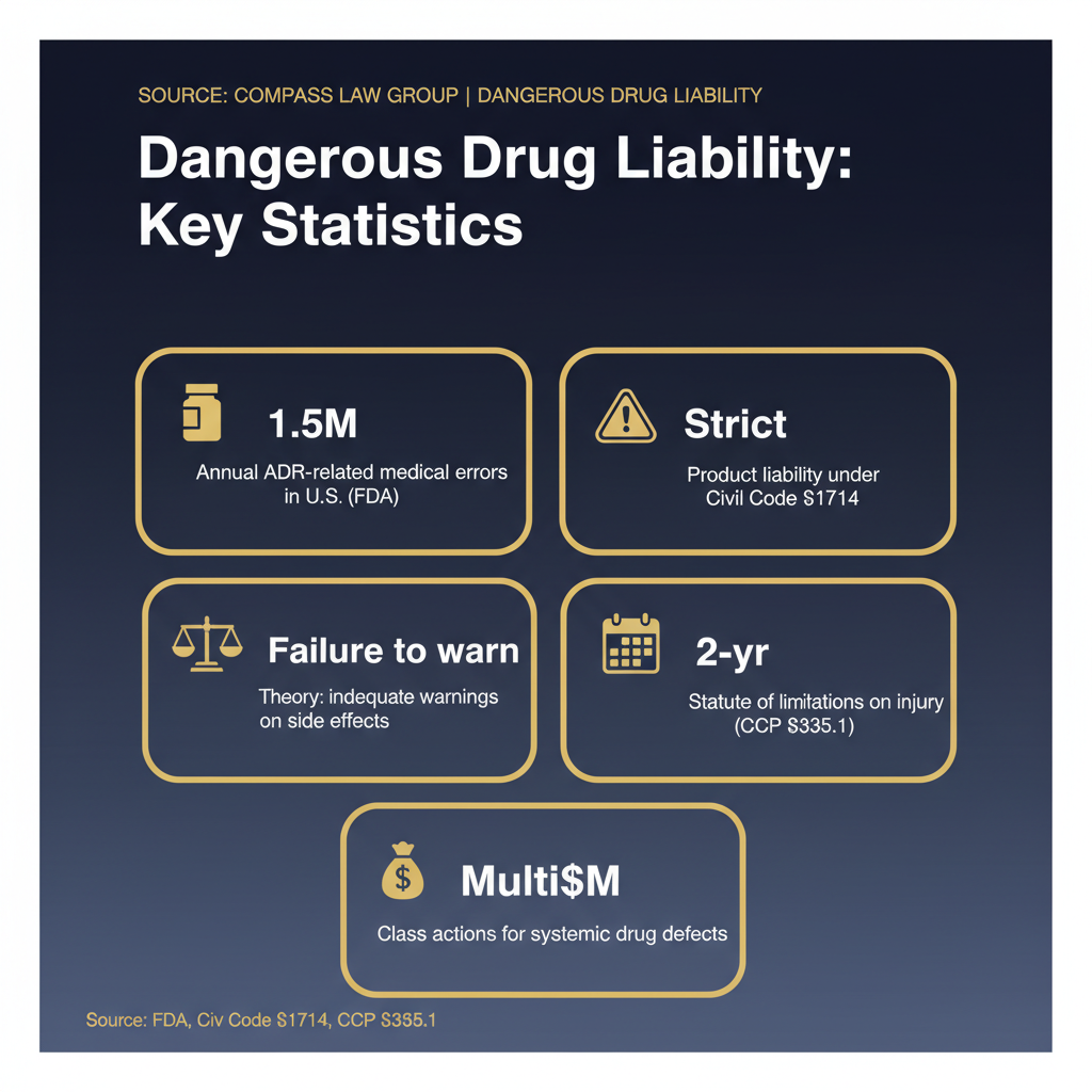 Dangerous Drug Liability statistics infographic — Compass Law Group