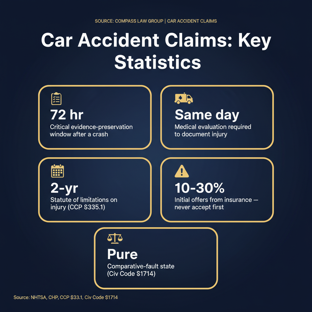 Car Accident Claims statistics infographic — Compass Law Group