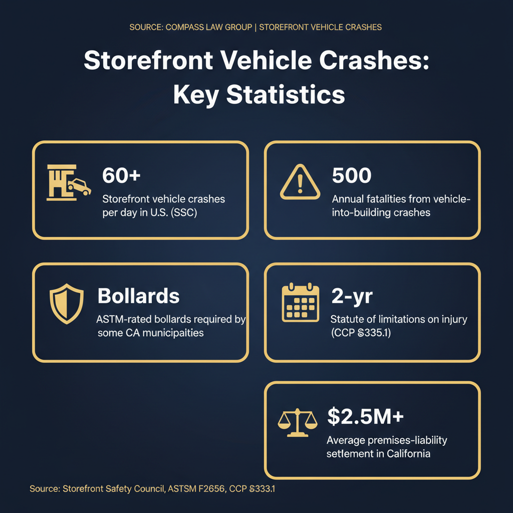 Storefront Vehicle Crashes statistics infographic — Compass Law Group