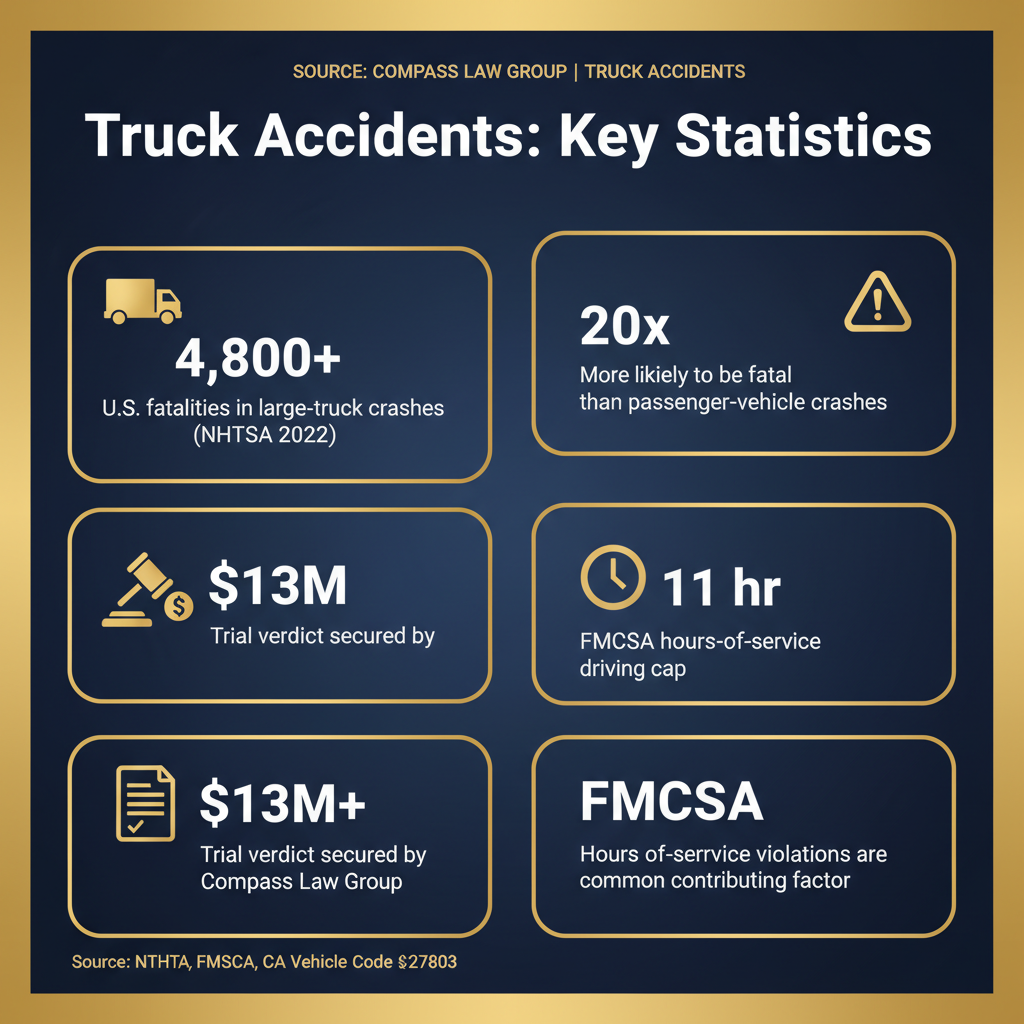 Truck Accidents statistics infographic — Compass Law Group