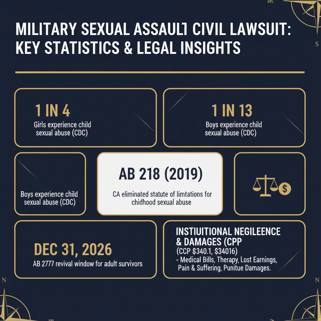 Military Sexual Assault Civil Lawsuit statistics infographic — Compass Law Group