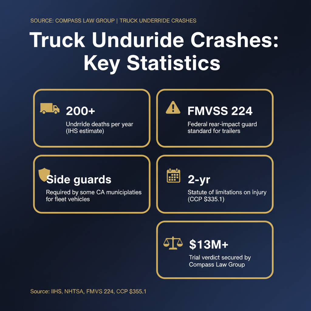 Truck Underride Crashes statistics infographic — Compass Law Group