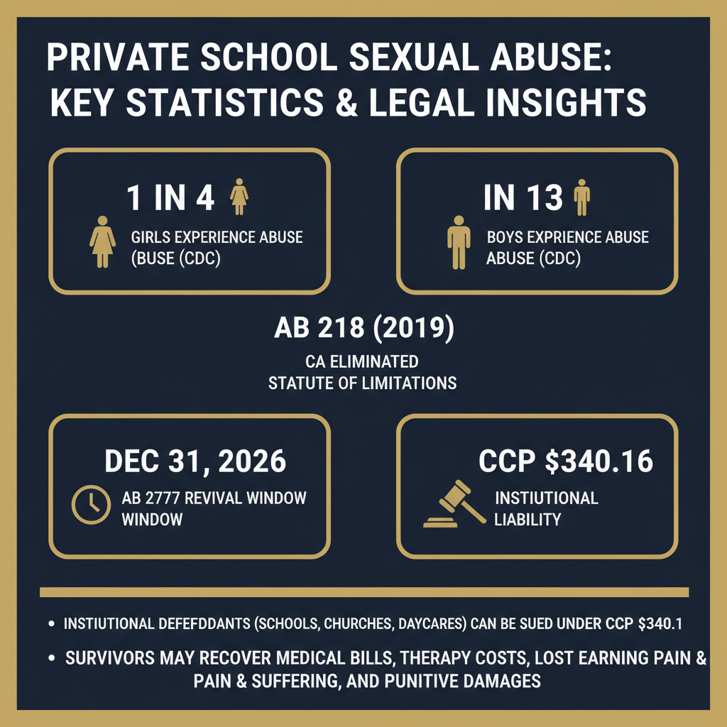 Private School Sexual Abuse statistics infographic — Compass Law Group