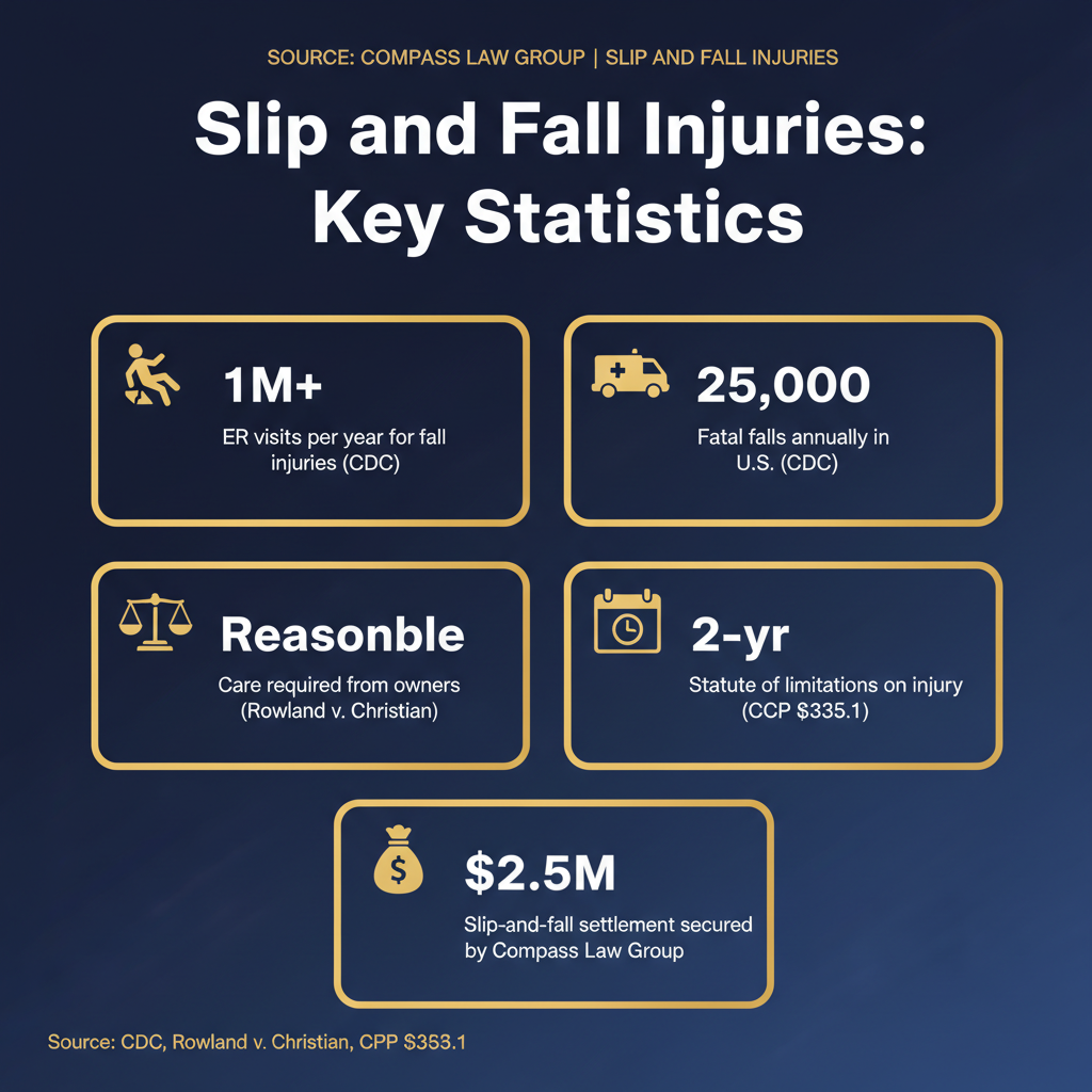 Slip and Fall Injuries statistics infographic — Compass Law Group