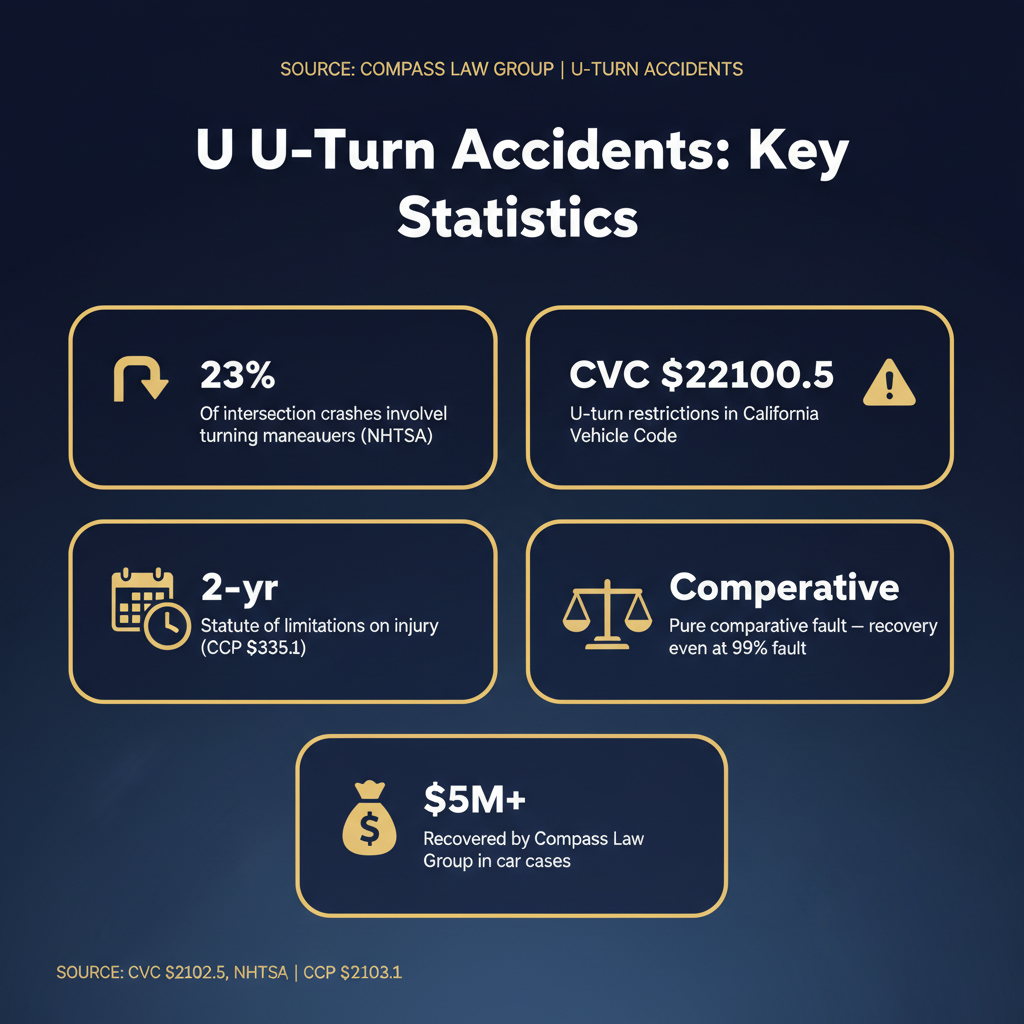 U-Turn Accidents statistics infographic — Compass Law Group
