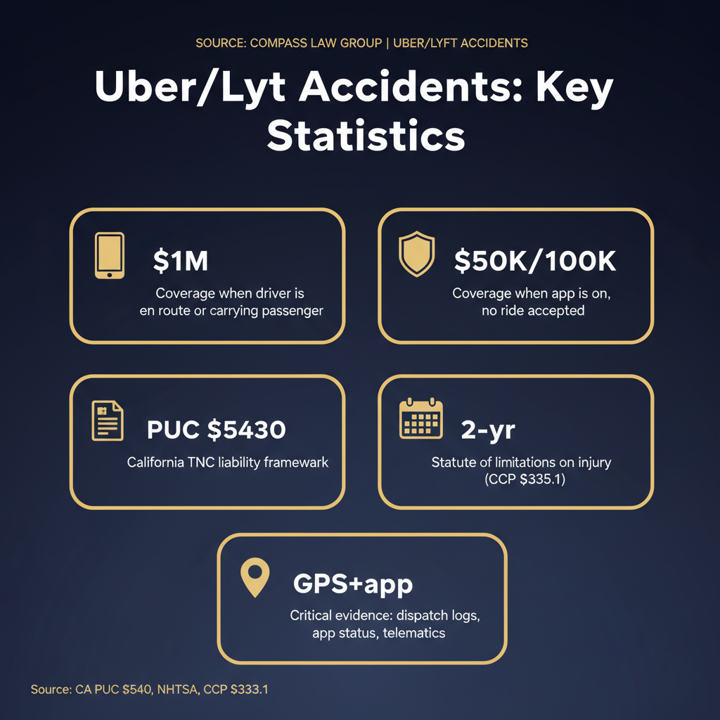 Uber/Lyft Accidents statistics infographic — Compass Law Group