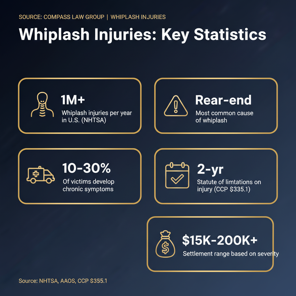 Whiplash Injuries statistics infographic — Compass Law Group