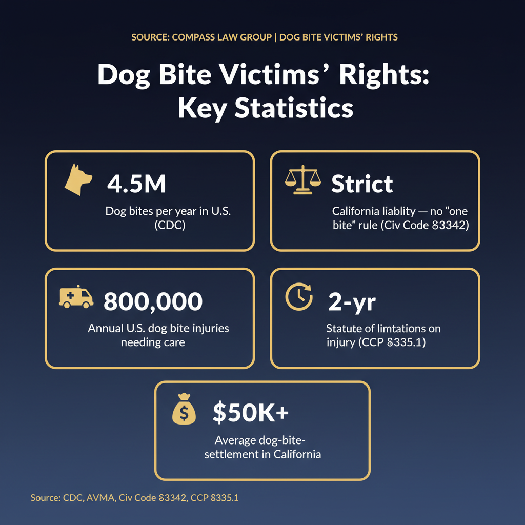 Dog Bite Victims' Rights statistics infographic — Compass Law Group