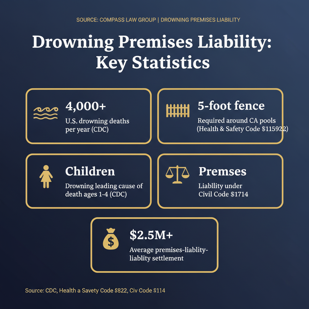 Drowning Premises Liability statistics infographic — Compass Law Group